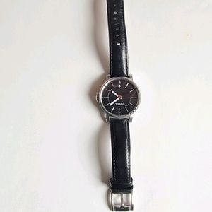 Womens black leather fossil watch